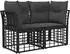 vidaXL Gartensofa-Set 4-tlg. Poly-Rattan, schwarz/dunkelgrau