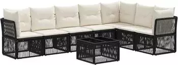 vidaXL Gartenlounge-Set 8-tlg. schwarz Poly-Rattan (3434236)