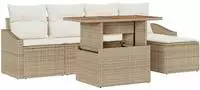 vidaXL Garten-Sofa-Set 6 stk. Beige Poly Rattan