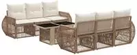 Gartensofa-set 7 Stk. Beige Und Cremewei&szlig; Poly-rattan Vidaxl