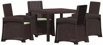 vidaXL Garten-Essgruppe 5-tlg., PP, braun/creme
