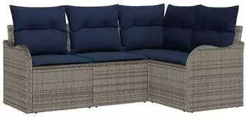 vidaXL Garten-Sofaset Polyrattan grau (3345685)