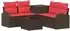 vidaXL Sofa-Set 6-tlg. Polyrattan und Stahl, braun/rot (3447187)