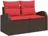 vidaXL Sofa-Set 6-tlg. Polyrattan und Stahl, braun/rot (3447187)