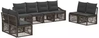 vidaXL Gartenlounge-Set 8-tlg. grau Poly-Rattan (3435980)