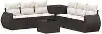 vidaXL Sofa Set 8 stk. Schwarz und Cremewei&szlig; Polyrattan und Stahl