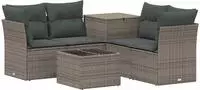 vidaXL Sofa Set 6 stk. Grau und Dunkelgrau Polyrattan und Stahl