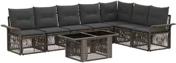 vidaXL Gartensofa-Set 8-tlg. Poly-Rattan grau/dunkelgrau (3436643)
