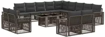 vidaXL Garten-Sofa-Set 14-tlg. Poly-Rattan grau/dunkelgrau (3436877)