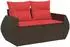 vidaXL Sofa-Set 8-tlg. Polyrattan und Stahl, braun/rot (3448435)