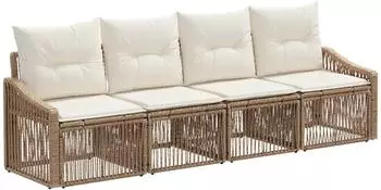 vidaXL Gartenlounge-Set 4-tlg. Poly-Rattan beige (3435930)