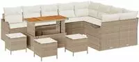 vidaXL Gartensofa-set 13 stk. Beige Poly-Rattan