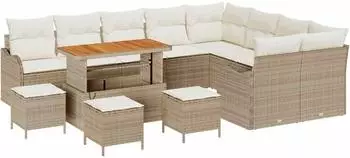 vidaXL Garten-Sofa-Set 13-tlg. beige Poly-Rattan (3362311)