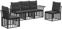 vidaXL Outdoor-Sofagarnitur 5 stk. Schwarz und Dunkelgrau Polyester