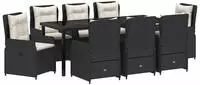 vidaXL Garten Essgruppe 9 stk. Schwarz Poly-Rattan