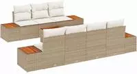vidaXL 8-tlg. Garten-Sofagarnitur mit Kissen Beige Poly Rattan Akazie