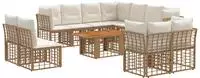 vidaXL Gartensofa-set 12 stk. Nat&uuml;rlich und Cremwei&szlig; Poly-Rattan