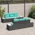 vidaXL Gartenlounge-Set 7-tlg. Poly-Rattan schwarz/türkis (3356576)