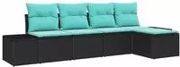 Sofa Set 5 Stk. Schwarz [synthetisch]: Poly Rattan Vidaxl