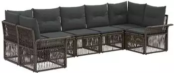 vidaXL Garten-Lounge-Set 7-teilig, Poly-Rattan, grau (3434930)