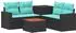 vidaXL Sofa-Set 6-tlg. Polyrattan und Stahl, schwarz/blau (3447396)