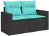 vidaXL Sofa-Set 6-tlg. Polyrattan und Stahl, schwarz/blau (3447396)
