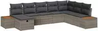 vidaXL Gartensofa-set mit Kissen mit Speicher Grau Poly-Rattan