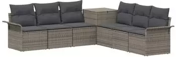 vidaXL Sofa-Set 7-tlg. grau und dunkelgrau, Polyrattan und Stahl (3448664)