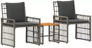 vidaXL Gartenlounge-Set 3-tlg. schwarz/dunkelgrau (42025141)