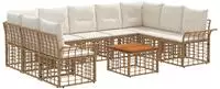 vidaXL Outdoor-Sofagarnitur 10 stk. 9-Sitzer Natur und Cremewei&szlig;