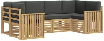 vidaXL Outdoor-Sofagarnitur 6-tlg. wei&szlig; und anthrazit, Polyester (3392392)