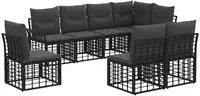 vidaXL Outdoor-Sofagarnitur 8 stk. Schwarz und Dunkelgrau Polyester