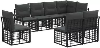 vidaXL Outdoor-Sofagarnitur 8-tlg. schwarz/dunkelgrau Polyester (3437699)