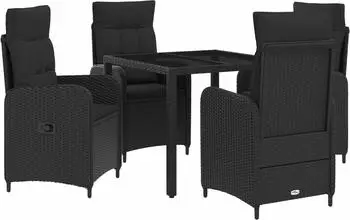vidaXL Outdoor-Essgruppe 5-tlg. schwarz Poly-Rattan