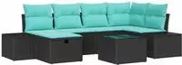 vidaXL Gartensofa-set 7 stk. Schwarz Poly-Rattan