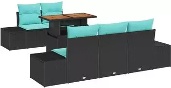vidaXL Garten-Essgruppe 5-Sitzer, 6-teilig, schwarz und teal (3349906)
