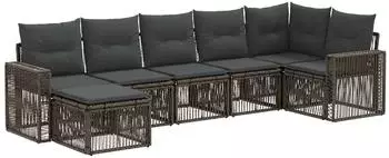 vidaXL Gartenlounge-Set 7-tlg. grau und dunkelgrau Poly-Rattan (3435197)