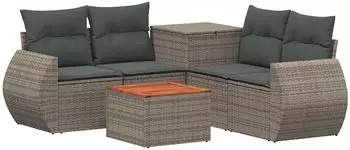 vidaXL Garten-Sofa-Set 6-tlg. grau/dunkelgrau Polyrattan und Stahl (3447518)