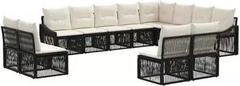 vidaXL Gartenlounge-Set 12-tlg. schwarz Poly-Rattan (3436162)
