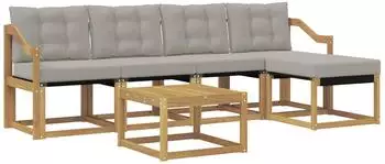 vidaXL Outdoor-Sofagarnitur 6-tlg. mit Kissen, wei&szlig; und hellgrau (3389413)