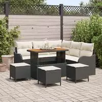 vidaXL Gartensofa-set 9 stk. Schwarz Poly-Rattan