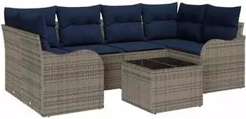 vidaXL Gartensofa-Set grau, Poly-Rattan (3345605)