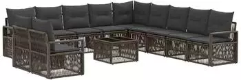 vidaXL Gartenlounge-Set 12-tlg. grau Poly-Rattan (3435767)