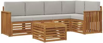 vidaXL Garten-Sofagarnitur 6-tlg. Akazienholz, hellgrau (3374846)