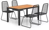 vidaXL 5-tlg. Garten-Essgruppe PVC Rattan Schwarz und Braun