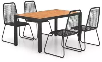 vidaXL Garten-Essgruppe 5-tlg. PVC-Rattan, schwarz/braun (3060126)