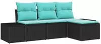 vidaXL Sofa Set 4 stk. Schwarz [Synthetisch]: Poly Rattan