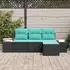 vidaXL Sofa-Set 4-tlg. Poly Rattan schwarz (3347016)
