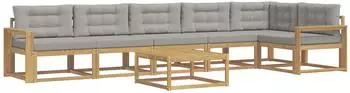 vidaXL Gartenlounge-Set 7-tlg. Polyester, weiß und hellgrau