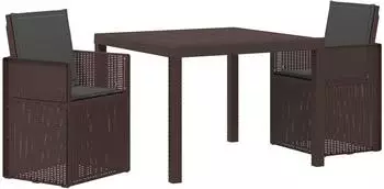 vidaXL Garten-Essgruppe 3-teilig, PP, braun/anthrazit (3430044)